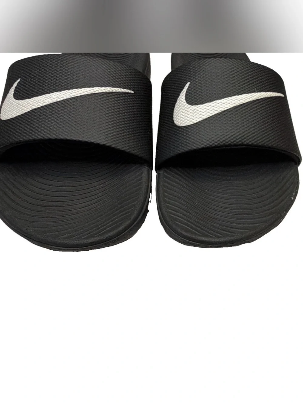 Nike Kawa Slide Sandals Black White Swoosh Kids Size 2Y